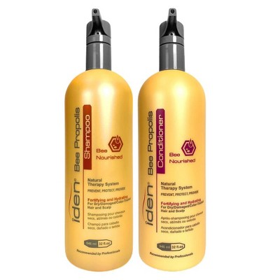 Iden Bee Propolis Bee Nourished Shampoo (32 oz) And Propolis Bee Nourished Conditioner (32 oz) - XXL LITER DUO SET for all Hair Types