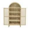 INFURNIC Decorative Storage Cabinets Tall Arched Pantry Cabinet with Adjustable Shelves and Rattan Door for Living Room, Brown, 31.1"*15.55"*70.08" - 4 of 4