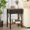 VECELO Modern X-Design Nightstand, End/Side Table with Fabric Drawer & Open Storage Shelves for Bedroom or Living Room - 2 of 4