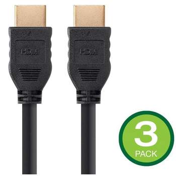 Monoprice HDMI Cable - 6 Feet - Black (3 Pack) No Logo, High Speed, 4K@60Hz, HDR, 18Gbps, YCbCr 4:4:4, 32AWG, CL2, Compatible with UHD TV and More -