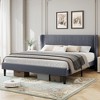 Bed Frame with Vertical Channel Headboard, Upholstered Bed Frame with Wood Slats - 4 of 4