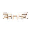 Sapphtopaz Patio Furniture Set Wood Patio Chairs Set of 3 with Cushions and Square Coffee Table Outdoor Chairs for Backyard, Terrace, Garden - 4 of 4