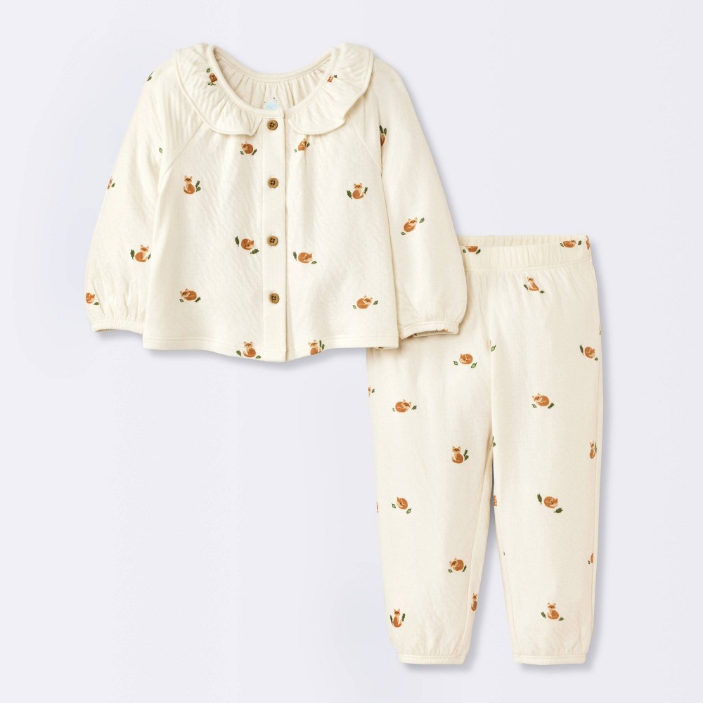 Baby Boys' 2pc Cozy Fox Top & Bottom Set - Cloud Island™ 12M