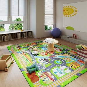 Car Rug Play Mat for Kids Toy Cars, Non-Slip Machine Washable Road Traffic Playmat for Kid Bedroom Home Decor - 1 of 4
