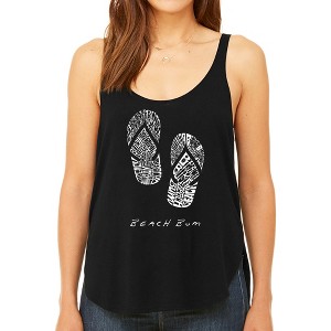 LA Pop Art Women's Premium Word Art Flowy Tank Top - BEACH BUM - 1 of 4