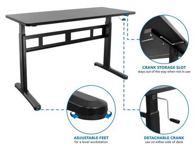 ErgoFlex 54'' Black Steel Manual Height Adjustable Desk