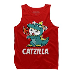 Men's Design By Humans Catzilla Halloween Costume Dragon Monster Kitten Cats Lover By lenxeemyeu Tank Top - 1 of 3