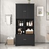 Whisen Bathroom Floor Storage Cabinet with 4 Doors, Adjustable Shelves and Open Style multi-layer Shelves - 2 of 4