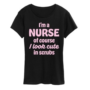 Women's - Instant Message - Nurse Cute In Scrubs Short Sleeve Graphic T-Shirt - 1 of 4