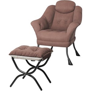 Garvee Lazy Chair with Ottoman, Ergonomic Lounge Armchair with Foldable Footrest and Removable Cover, Modern Small Space Chair - 1 of 4