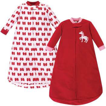 Hudson Baby Infant Girl Long-Sleeve Fleece Sleeping Bag, Christmas Unicorn, 0-9 Months