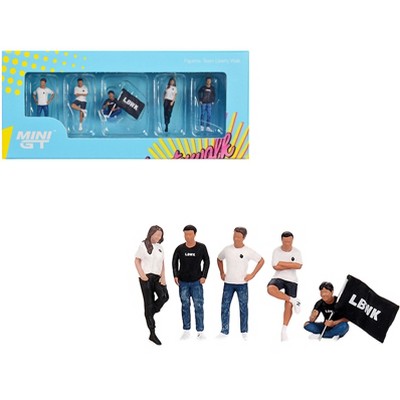 "Team Liberty Walk" 5 Piece Figure Set for 1/64 Scale Models by Mini GT