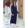 Women's Hooded Maxi Dress Half Zipper Long Sleeve Front Pocket Sweatshirt Dresses with Side Slits - 4 of 4
