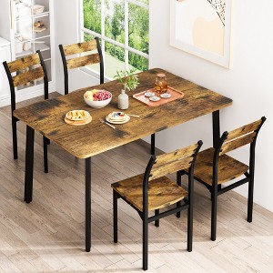 Hooseng Dining Table Set for 4, 5-Piece Kitchen Table Chairs Set, Rectangle Dining Room Table Set with Four Chairs and Wooden Table Top - 1 of 4