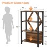 Industrial Metal Bookshelf – Tiered Open Bookcase Organizer, Heavy Duty Tall Storage Shelf for Bedroom, Office, Living Room - 3 of 4