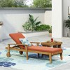 Acacia Wood Patio Chaise Lounge with Adjustable Reclining Positions, Outdoor Reclining Chair with Water-Resistant Cushions -Christopher Knight Home - 2 of 4