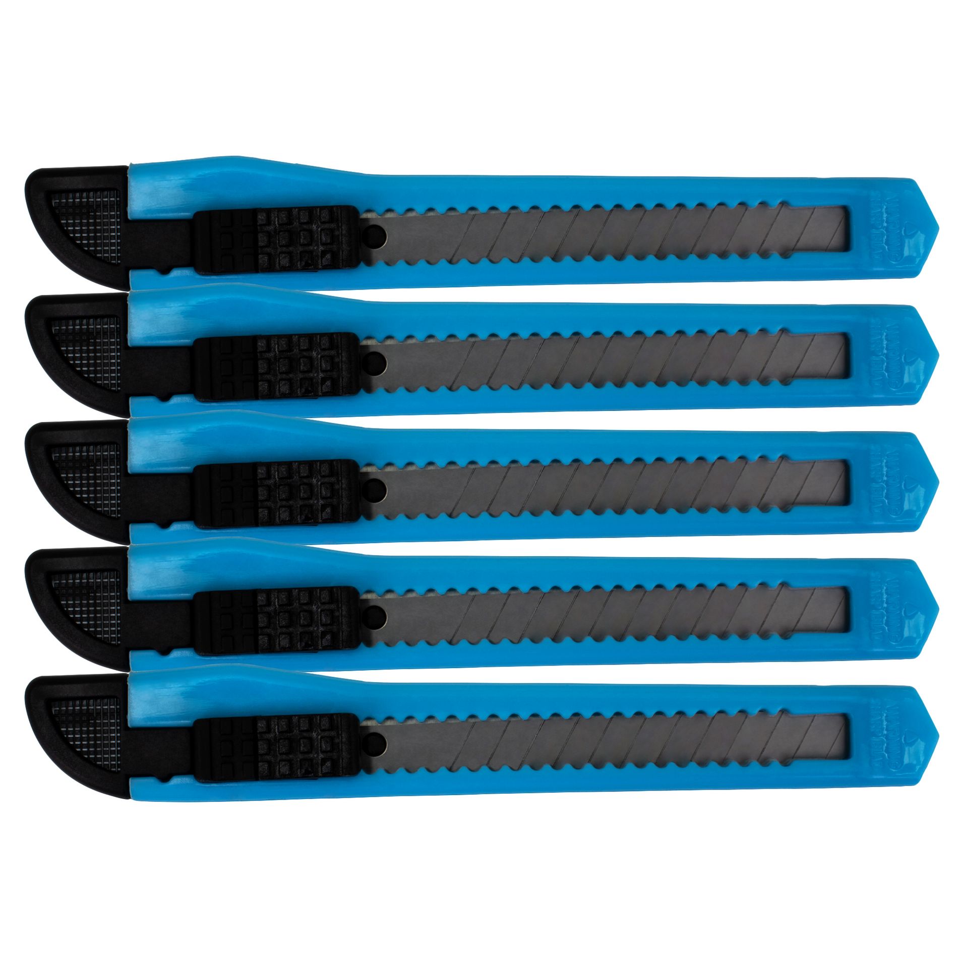 MotoProducts 5 Bulk 5" Box Cutters Sky Blue with Snap-Off Blades and Safety Locks