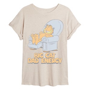 Women's - Garfield - Big Cat Dad Energy Oversized Graphic T-Shirt - 1 of 4