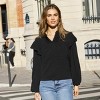 Women's Black Ruffled Shoulder Puff Sleeve Blouse - Cupshe - 4 of 4