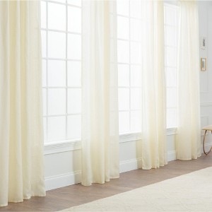 Chanasya 2pk Faux Belgian Flax Semi Sheer Window Curtain Panels - Set of 2 - 1 of 4