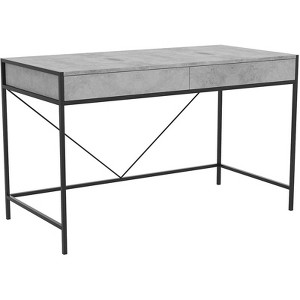 Safdie & Co. 49"L 2-Drawers Black Metal Computer Desk in Grey Cement - 1 of 3