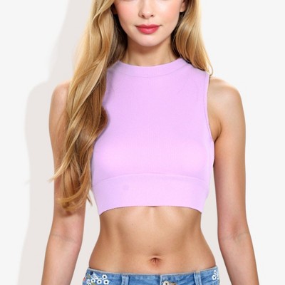 Anna-Kaci Women's High Neck Open Back Ribbon Tie Cropped Tank