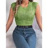 BLUEMING Womens Knit Sweater Cropped Tank Tops Pleated Neck Crochet Heart Hollow Out Sleeveless Going Out Tops - 3 of 4