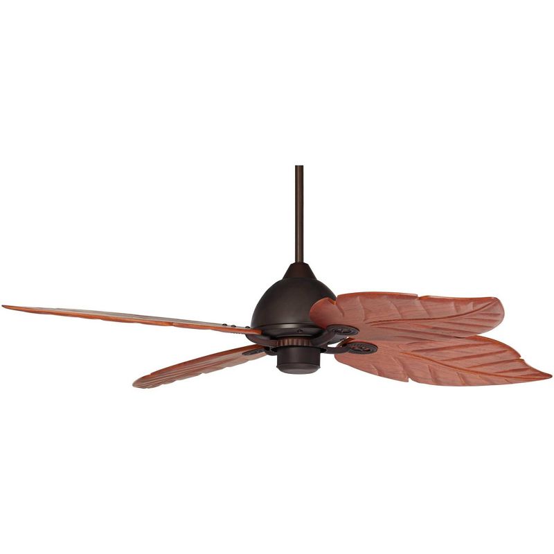 60" Casa Vieja Oak Creek Tropical Coastal Indoor Outdoor Ceiling Fan Oil Rubbed Bronze Walnut Wood Leaves Damp Rated for Patio Exterior House Home, 5 of 9