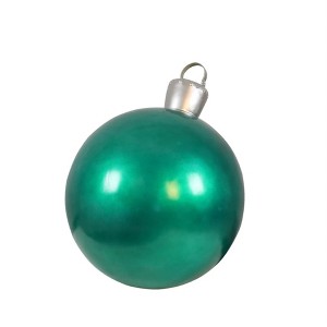 Garden Elements Fiberglass Christmas Figurine Statue Yard Decor, Large Ornament Ball, Green, 26" - 1 of 2