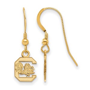 Black Bow Jewelry 14k Yellow Gold Plated Sterling Silver South Carolina Gamecocks NCAA Dangle Earrings - 1 of 3