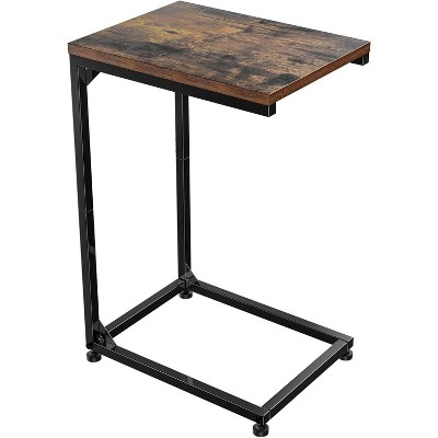 Simple Trending C-Shaped End Table for Couch, Small Side Table with Metal Frame