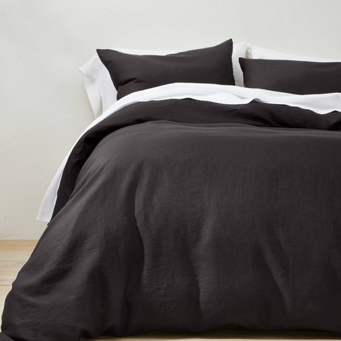 King Linen Duvet & Sham Set Washed Black - Casaluna™ : Target