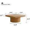 CAVINAS 34.6" Wooden Coffee Table,Square Table with Parquet Veneer Top,3.1" Thickened Tabletop,Cylindrical Base,Center Table for Living Room - 3 of 4