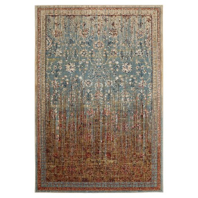 5'X7' Floral Woven Area Rug Aqua - Karastan