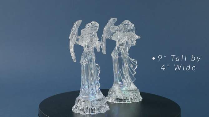 Northlight LED Lighted Color Changing Angel Acrylic Christmas Decorations - 9" - Set of 2, 2 of 8, play video