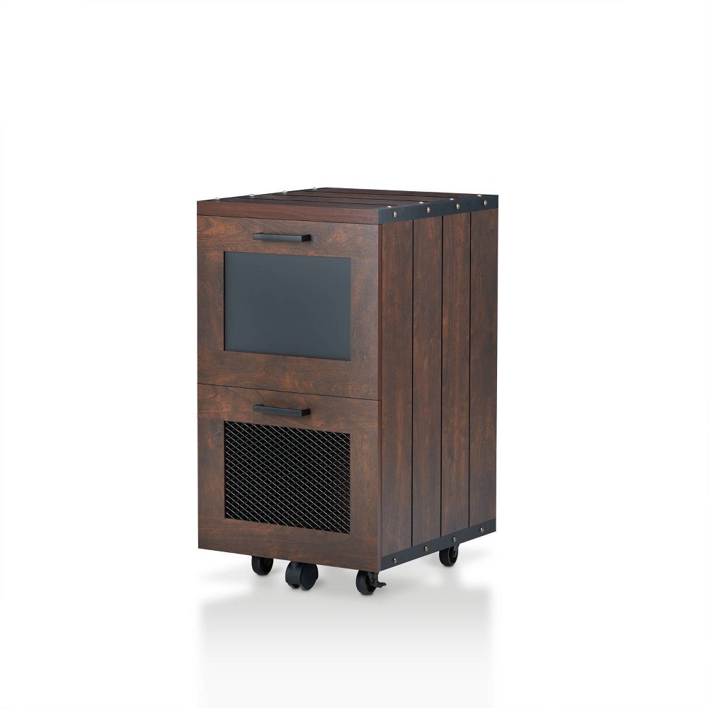 24/7 Shop At Home Jarama Rustic 2 Drawer Filing Cabinet Walnut: Farmhouse Style, MDF & Particle Board, Metal Hardware