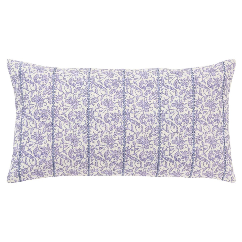 Photos - Pillowcase 14"x26" Oversized Botanical Lumbar Throw Pillow Cover Purple - Rizzy Home