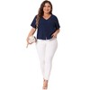 Agnes Orinda Women's Plus Size V Neck Short Sleeve Button Decor Loose Casual Blouses - 3 of 4