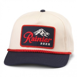 Adult Rainier Beer Patch Adjustable Navy Bill Snapback Hat - 1 of 4