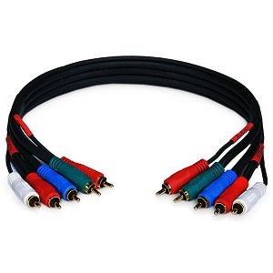 Monoprice Video/Audio Coaxial Cable - 1.5 Feet - Black | 22AWG 5-RCA Component (RG-59/U), Gold Plated - 1 of 2