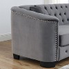 Kumasinova Modern Chesterfield Velvet Sofa,Couch with Tufted Backrest,Nailhead Trim,2 Removable Cushions,Upholstered Sofa for Living Room,Apartment - 4 of 4
