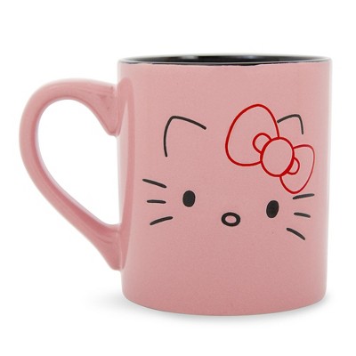 Silver Buffalo Sanrio Hello Kitty Pink Outline Face Wax Resist Ceramic Mug