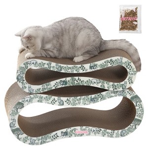 THE LICKER STORE Suvi Modern Cardboard Infinity 2-in-1 Lounge Bed Cat Scratcher with Catnip - 1 of 4