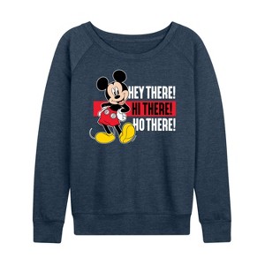 Women's - Disney - Hey There! Hi There! Lightweight French Terry Wide Neck Long Sleeve Graphic Shirt - 1 of 4