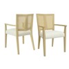 PexFix 2Pcs Modern Upholstered Fabric Armchairs Dining Chairs Rattan Back Dining Room Chairs Accent Kitchen Chairs with Solid Wood Legs Natural - 2 of 4