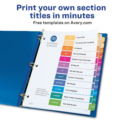 Multicolor Paper A-Z Tabbed Dividers with Perforation