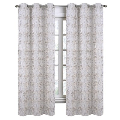 RT Designers Collection Luca Jacquard Grommet Curtain Panel Pair 36" x 84" Taupe