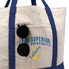 Lake Superior State University Lakers Primary Logo Canvas Tote Bag With External Pocket, Reusable Shoulder Bag for Shopping, School, Beach, Royal - 2 of 4