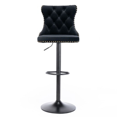 NicBex Set of 2 Bar Stools for Kitchen Island,Velvet Counter   Bar Stools with Base,Bar Chairs for Dining Rooms,Kitchens Islands