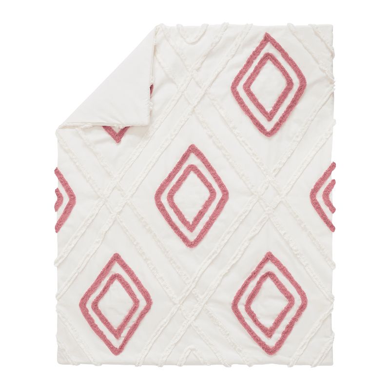 Sweet Jojo Designs Girl Baby Crib Bedding Set - Diamond Tuft Mauve Pink Ivory Off White 4pc, 3 of 7